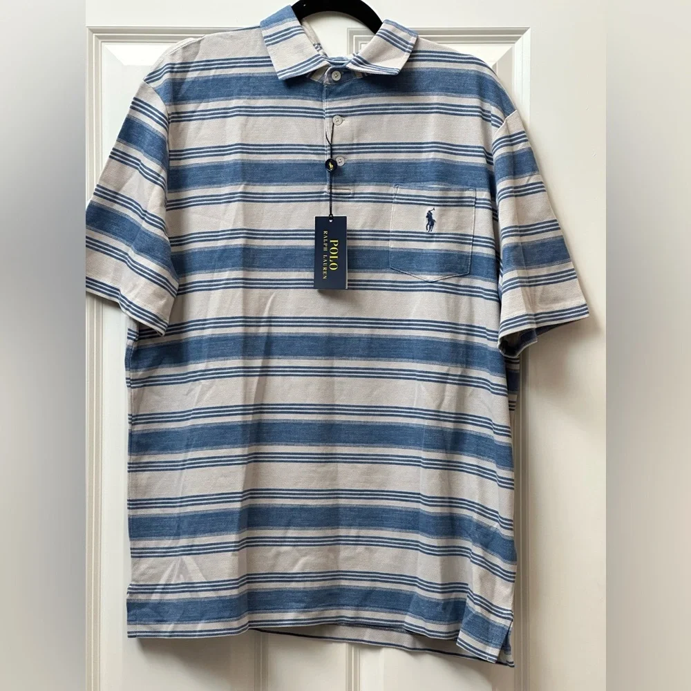 POLO RALPH LAUREN men’s CLASSIC FIT STRIPED MESH POLO SHIRT